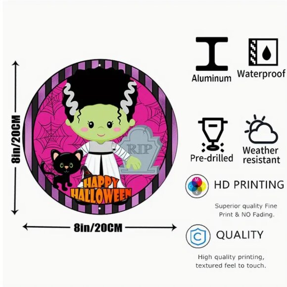 1pc 8x8inch Aluminum Sign, Happy Halloween - Picture 2 of 2